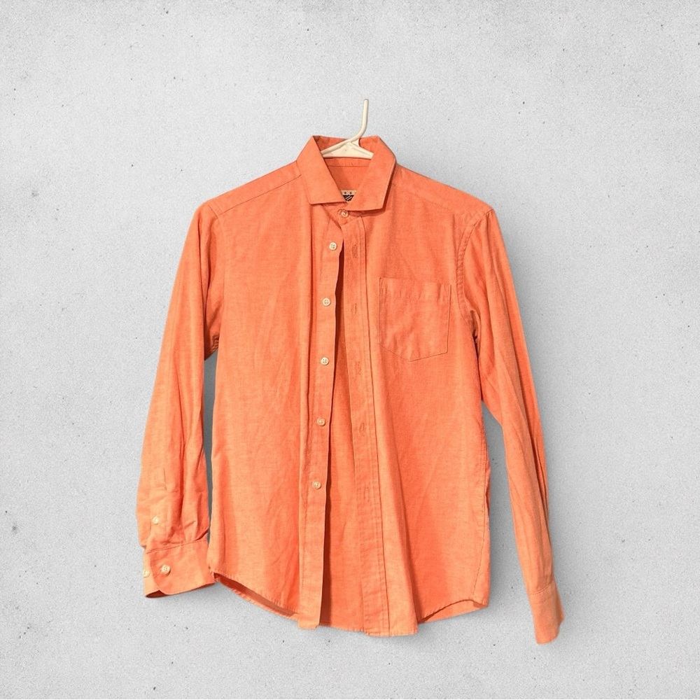 Joseph Abboud casual orange linen button up shirt Size 12